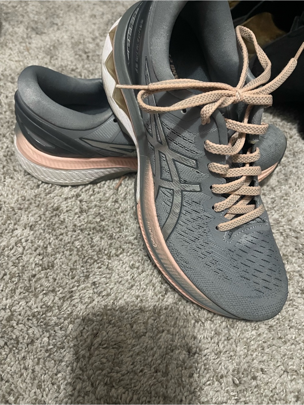 ASICS Women's Gray Running Shoes with Blush Accents